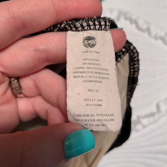 Black One Piece Bathing Suit Size 14 - Picture 3 of 6